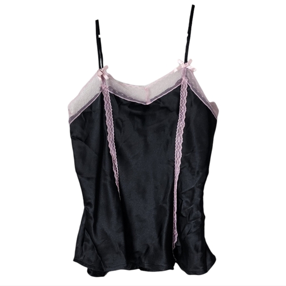 BONGO‎ x VINTAGE Y2K Satin feel slip tank in black / pink size XL - Picture 1 of 7